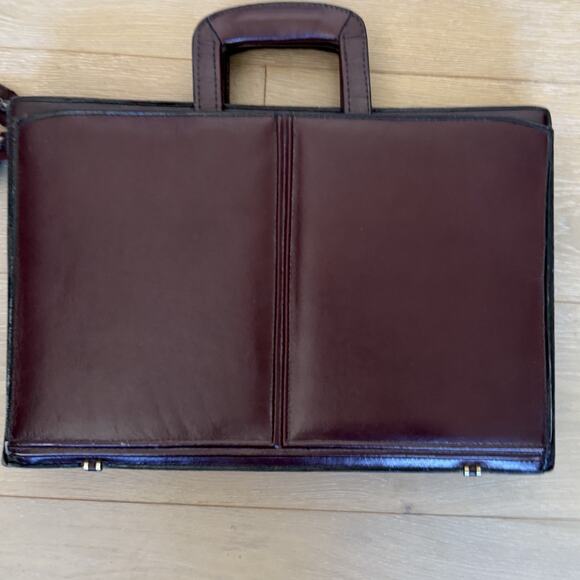 Heritage Burgundy Leather Portfolio Bag Oxblood Briefcase Cross Body Attaché - Picture 1 of 9